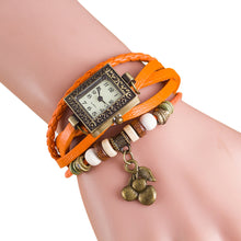 Load image into Gallery viewer, relogio 2017 women bracelet watch Quartz Weave Around PU Leather Cherry Bracelet Lady Woman Wrist Watch montre femme #