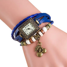 Load image into Gallery viewer, relogio 2017 women bracelet watch Quartz Weave Around PU Leather Cherry Bracelet Lady Woman Wrist Watch montre femme #