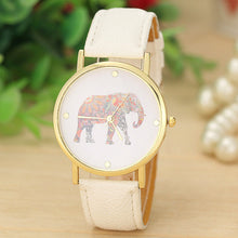 Load image into Gallery viewer, 2017 Top Sale Women Watch Elephant Printing Pattern Weaved Leather Quartz Dial fashion Dress Rhinestone watches