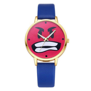 2017 Wrist Watch Women Angry PU Leather Female Wristwatch Clock Quartz-watch Montre Femme Relogio Feminino #03