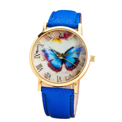 Hot Sale Womens Butterfly Style Leather Band Analog Quartz Wrist Watch Women Ladies Dress Watches Female Casual Wristwatches