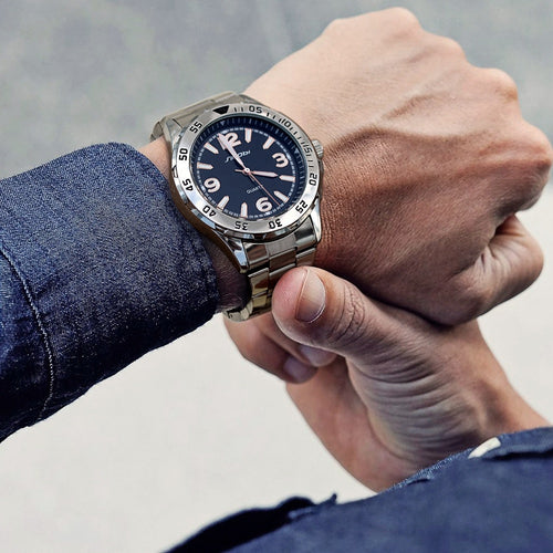 SINOBI Sports Watch Men's Top Brand Luxury Male Luminous Full Stainless Steel Quartz Business Wristwatch Relogio Masculino