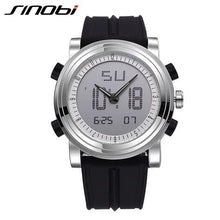 Load image into Gallery viewer, SINOBI Chronograph Men&#39;s Sports Watches Digital Quartz Dual time display Waterproof Top Luxury Brand Males Clock rubber band