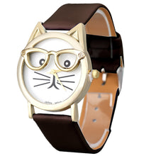 Load image into Gallery viewer, Cute Cat Watch Women Glasses Candy Color Analog Quartz Dial WristWatch